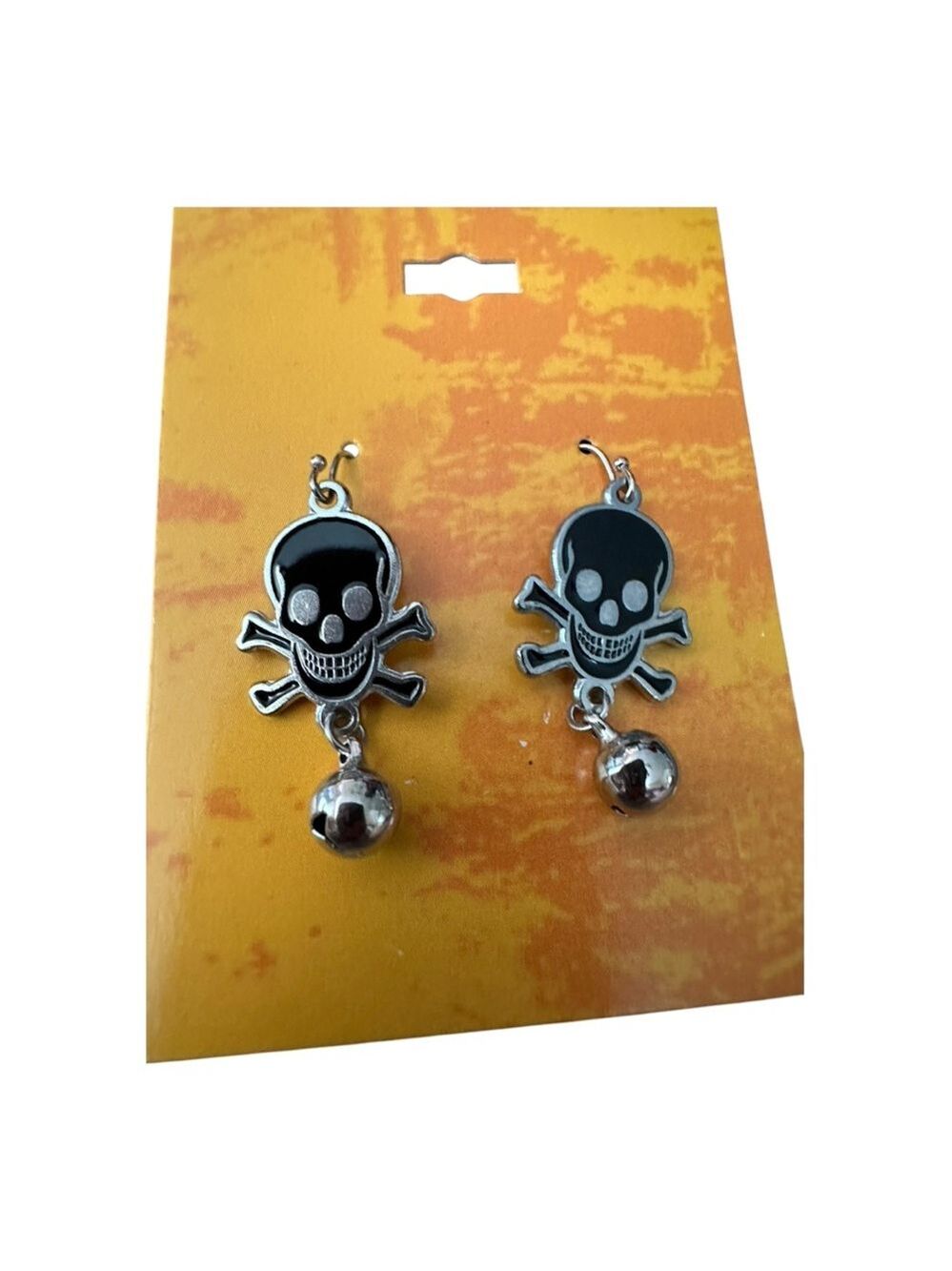 Skull and Crossbones Earrings with Silver Accents Halloween